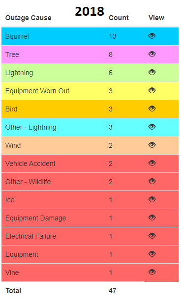 2018 Outage Reports